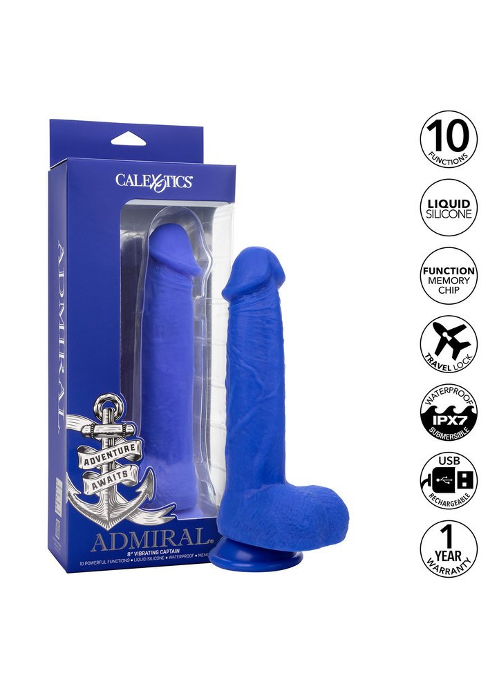 CalExotics Admiral 8” Vibrating Captain BLUE - 428