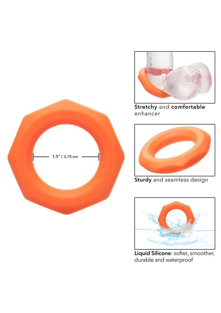 CalExotics Alpha Liquid Silicone Sexagon Ring ORANGE - 2