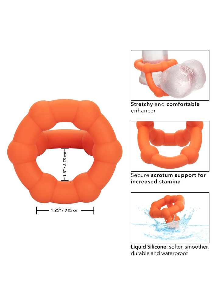 CalExotics Alpha Liquid Silicone All Star Ring ORANGE - 11