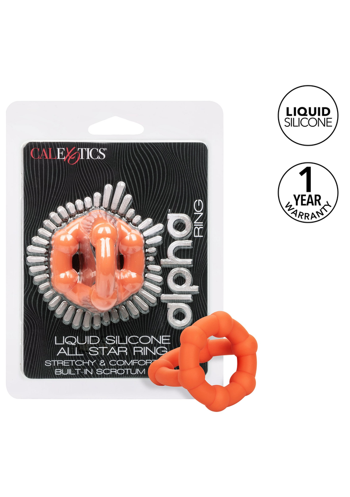 CalExotics Alpha Liquid Silicone All Star Ring ORANGE - 8