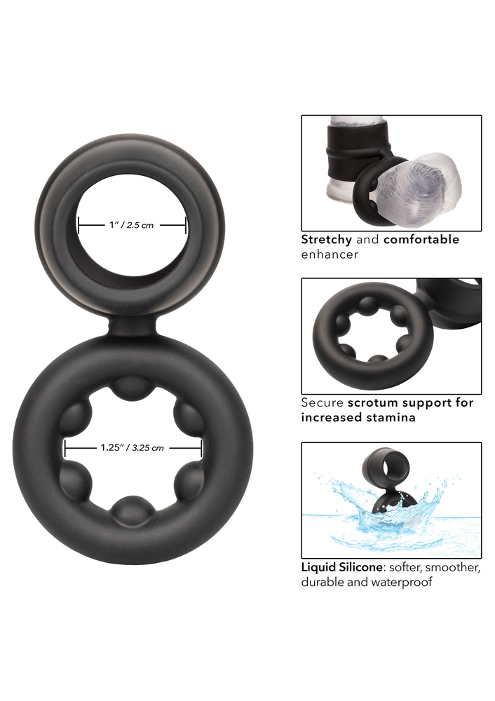 CalExotics Alpha Liquid Silicone Dual Magnum Ring BLACK - 11