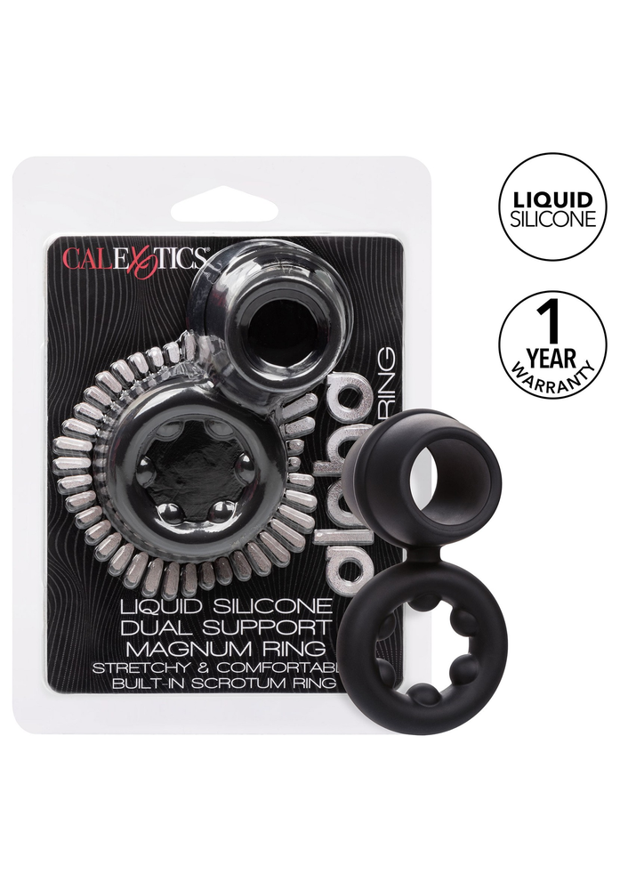 CalExotics Alpha Liquid Silicone Dual Magnum Ring BLACK - 10