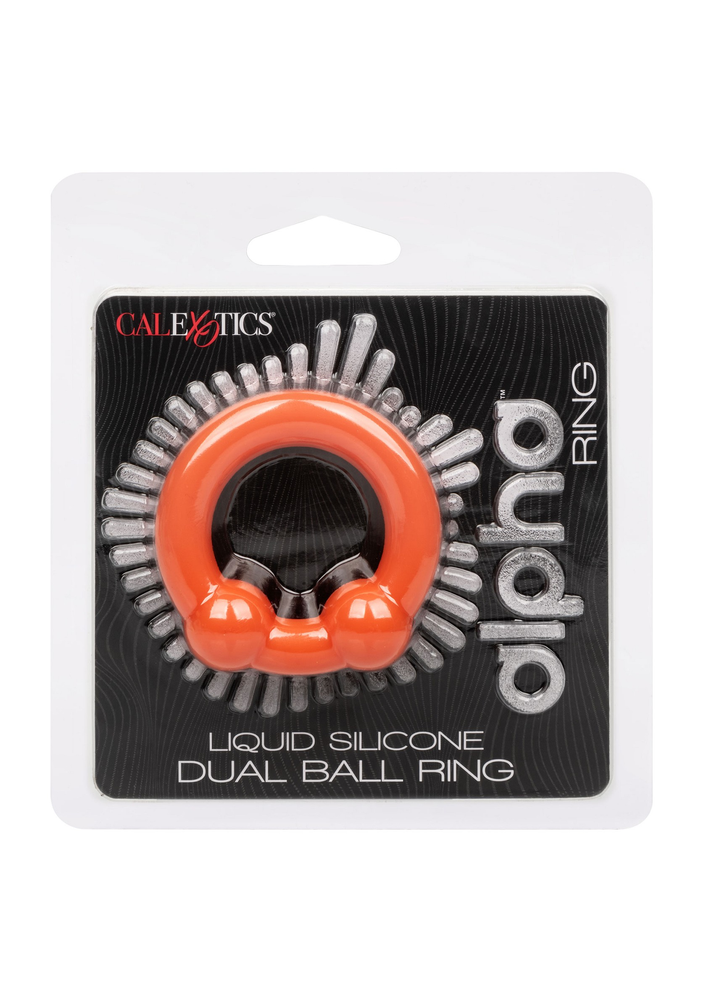 CalExotics Alpha Liquid Silicone Dual Ball Ring ORANGE - 1