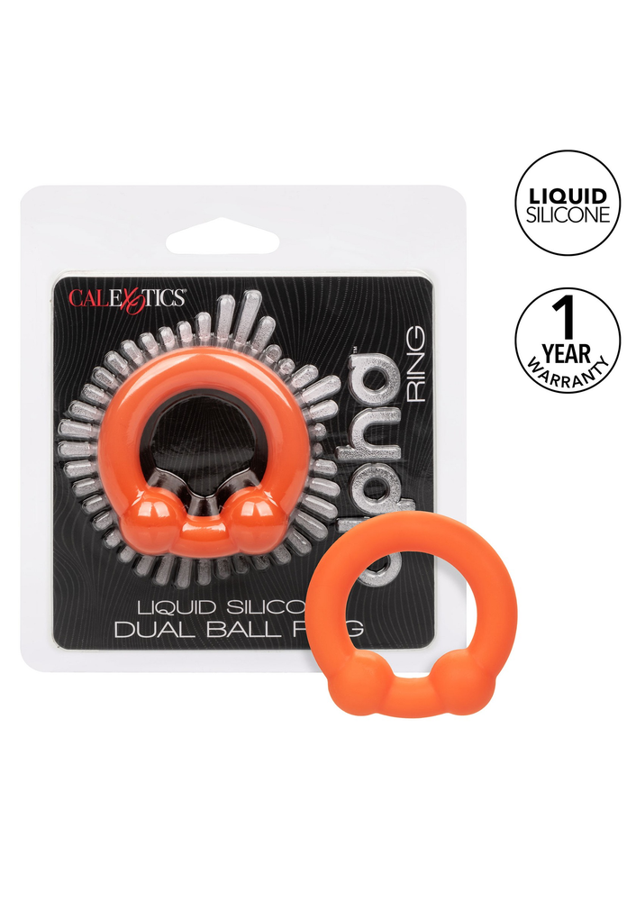 CalExotics Alpha Liquid Silicone Dual Ball Ring ORANGE - 0