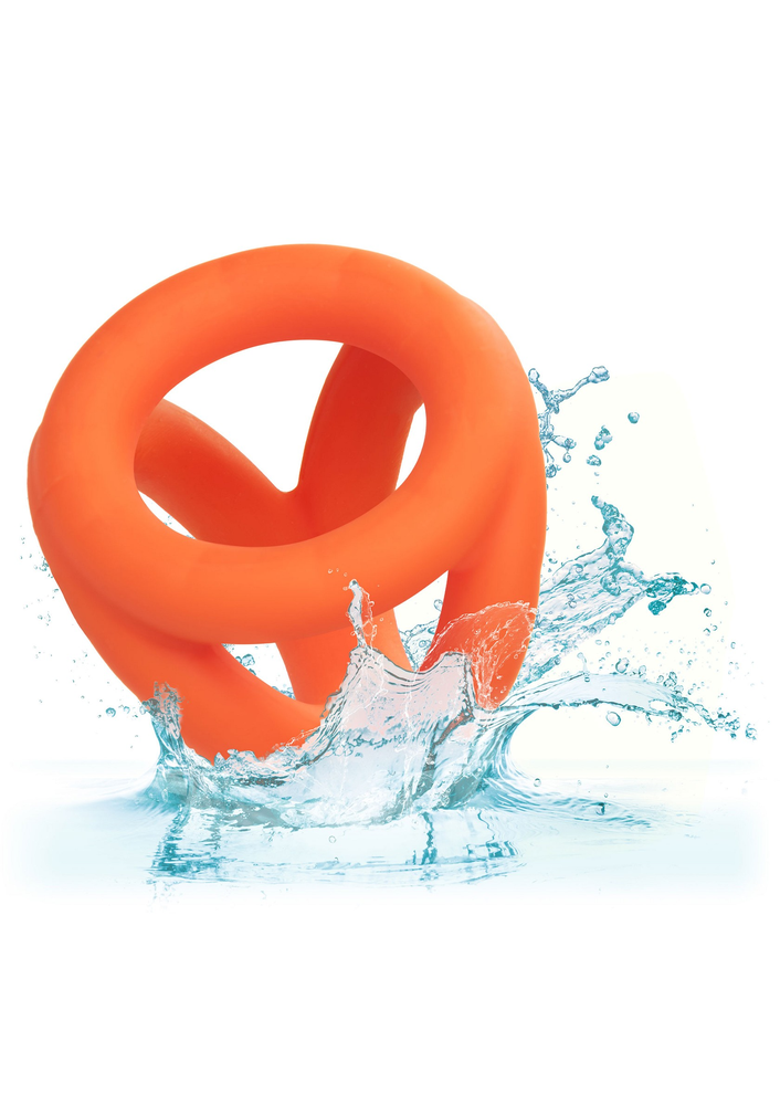 CalExotics Alpha Liquid Silicone Tri-Ring ORANGE - 8