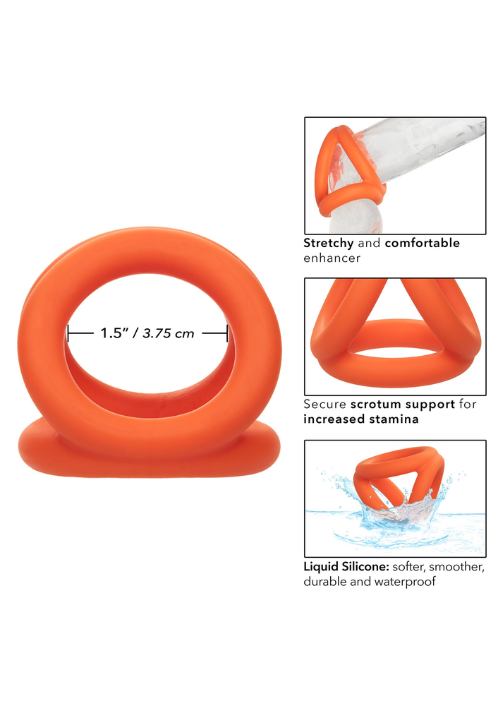 CalExotics Alpha Liquid Silicone Tri-Ring ORANGE - 4