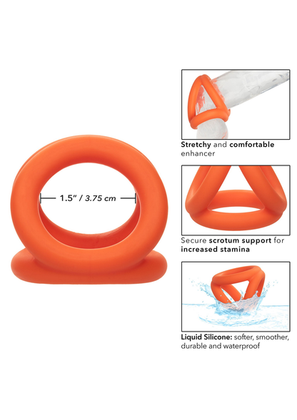 CalExotics Alpha Liquid Silicone Tri-Ring ORANGE - 4