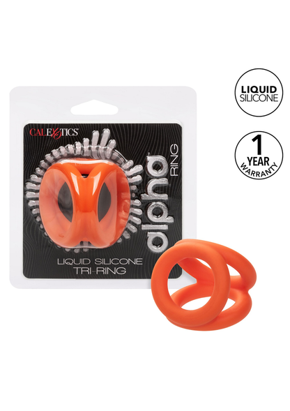 CalExotics Alpha Liquid Silicone Tri-Ring ORANGE - 2