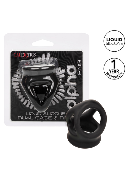 CalExotics Alpha Liquid Silicone Dual Cage & Ring BLACK - 9