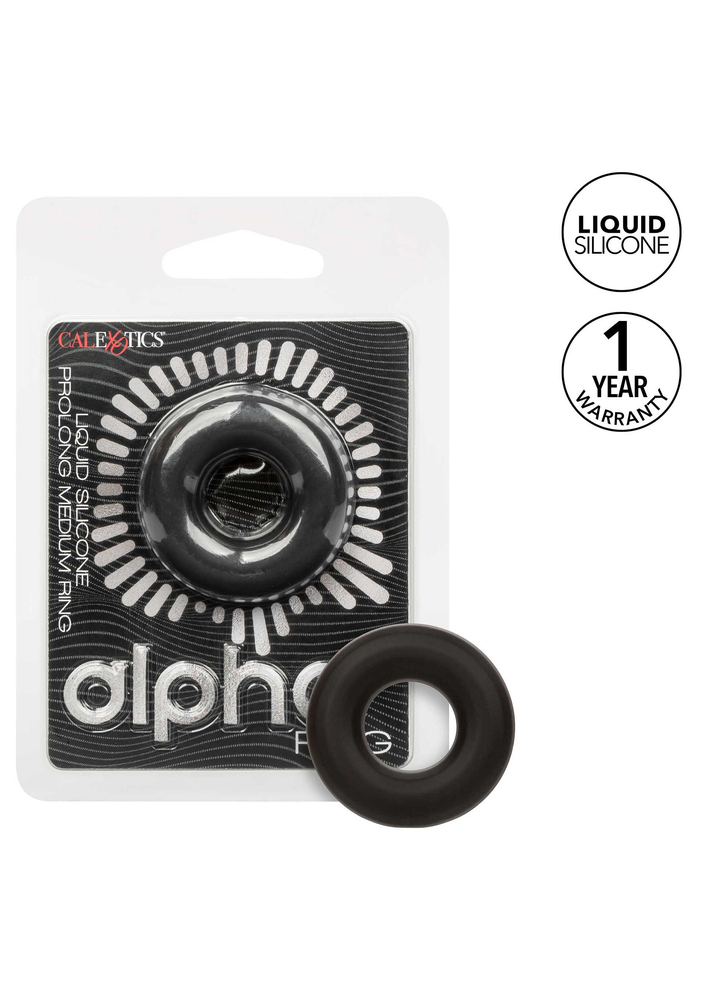 CalExotics Alpha Liquid Silicone Prolong Medium Ring BLACK - 7