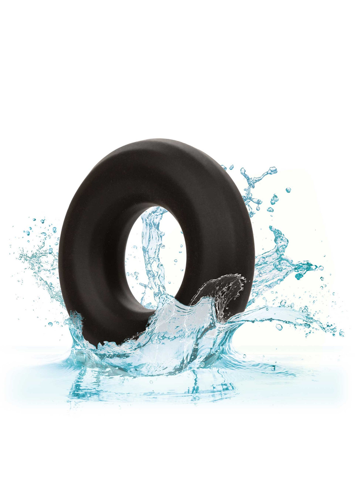 CalExotics Alpha Liquid Silicone Prolong Medium Ring BLACK - 1