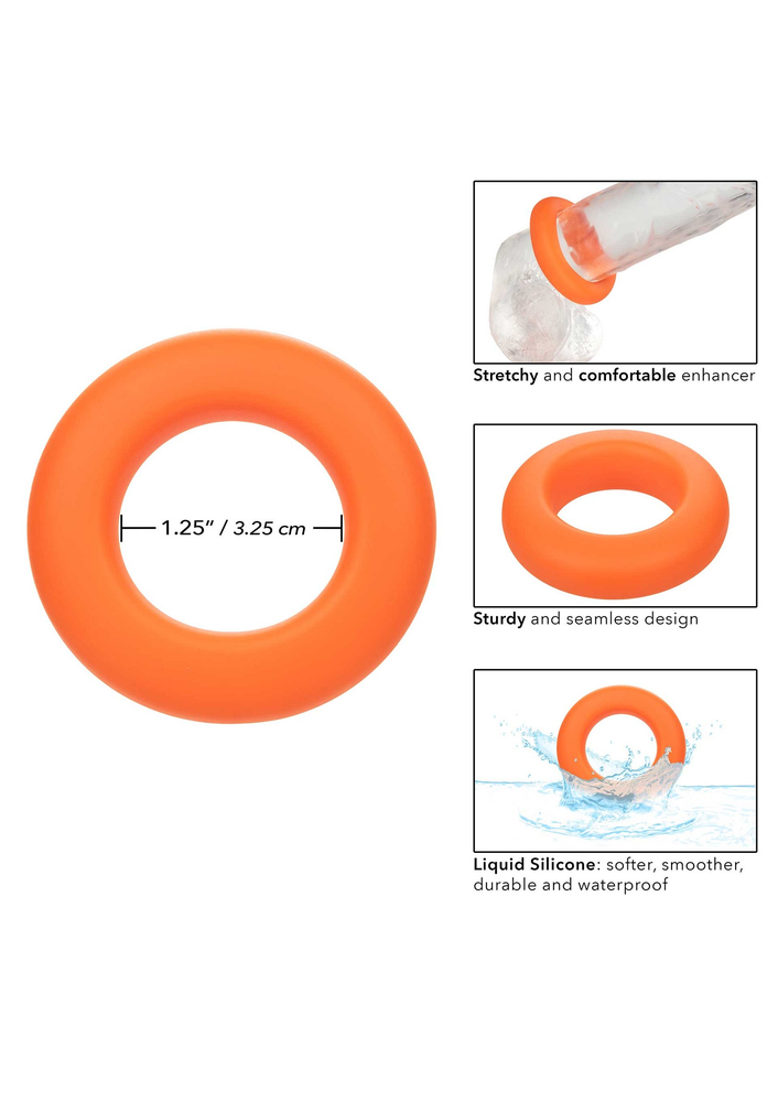 CalExotics Alpha Liquid Silicone Prolong Large Ring ORANGE - 3