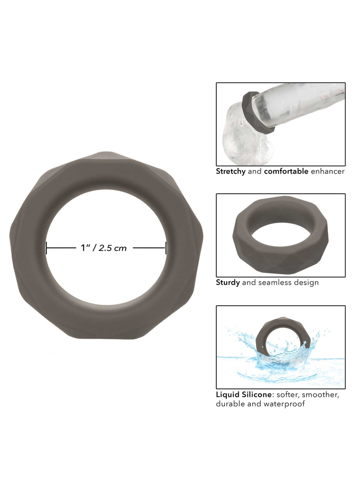 CalExotics Alpha Liquid Silicone Prolong Prismatic Ring GREY - 2