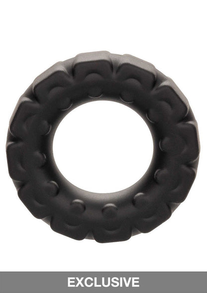 CalExotics Alpha Liquid Silicone Prolong Tread Ring BLACK - 9