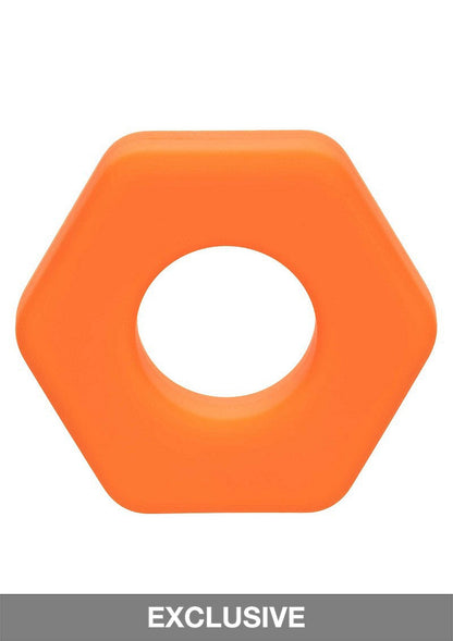 CalExotics Alpha Liquid Silicone Prolong Sexagon Ring ORANGE - 7