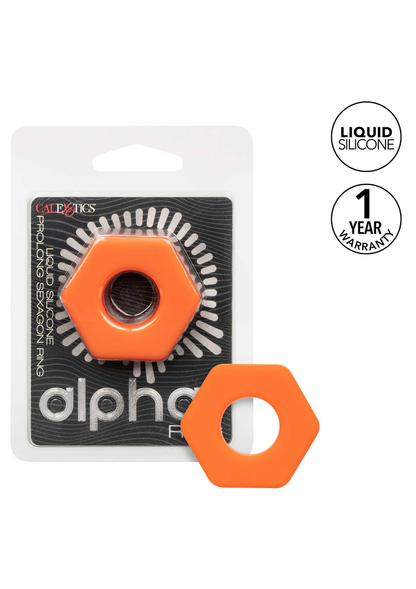 CalExotics Alpha Liquid Silicone Prolong Sexagon Ring ORANGE - 1