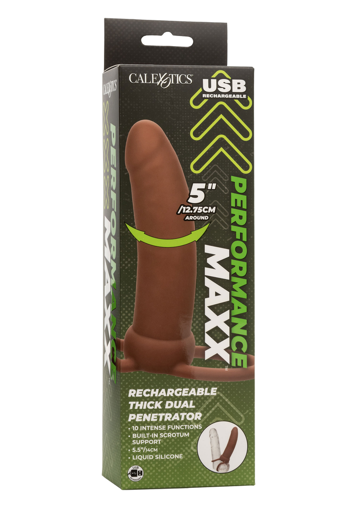 CalExotics Performance Maxx Rechargeable Thick Dual Penetrator BROWN - 1