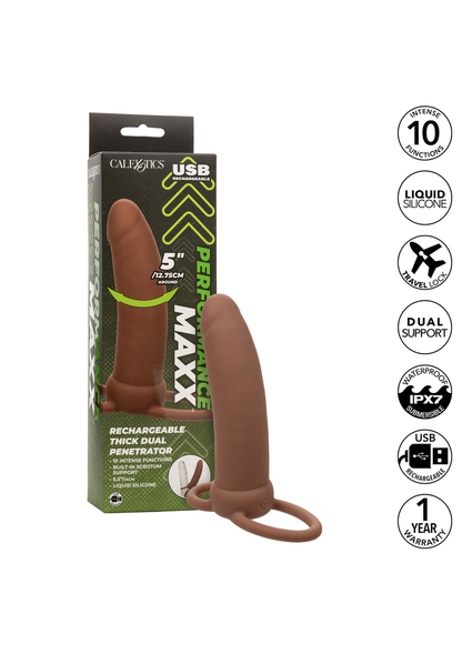 CalExotics Performance Maxx Rechargeable Thick Dual Penetrator BROWN - 8