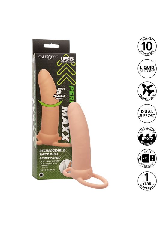 CalExotics Performance Maxx Rechargeable Thick Dual Penetrator - Lichte huidskleur