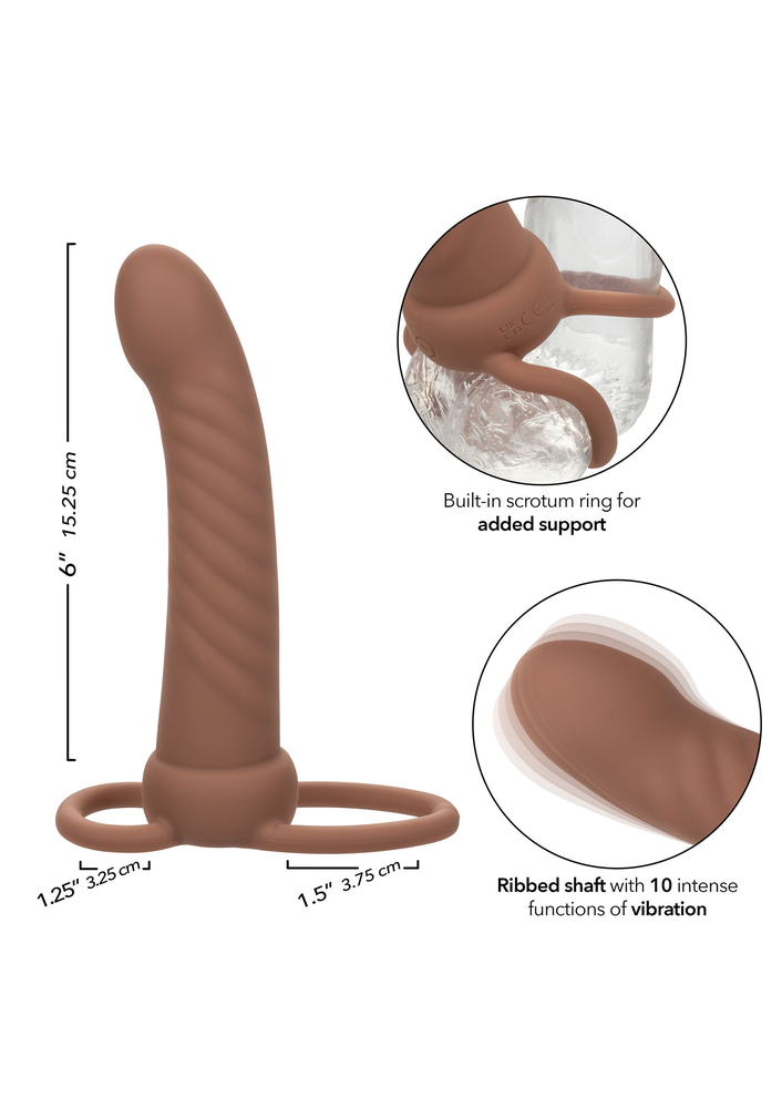 CalExotics Performance Maxx Rechargeable Ribbed Dual Penetrator BROWN - 0