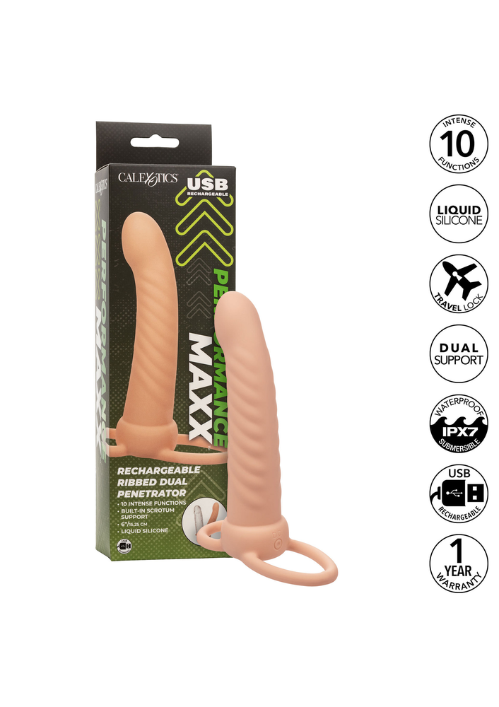 CalExotics Performance Maxx Rechargeable Ribbed Dual Penetrator SKIN - 2