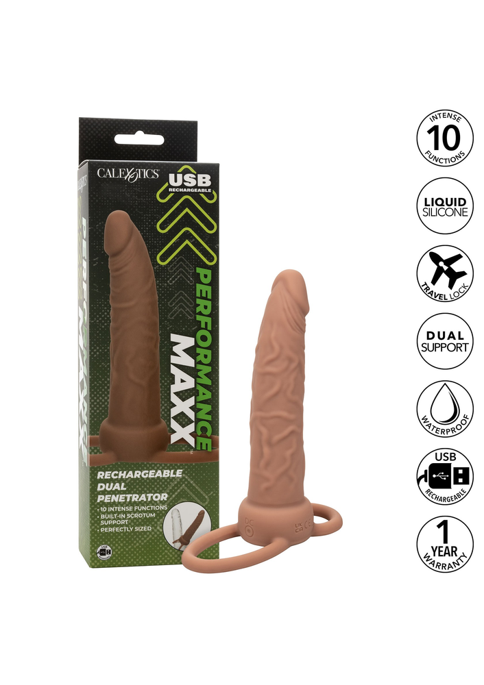 CalExotics Performance Maxx Rechargeable Dual Penetrator BROWN - 9