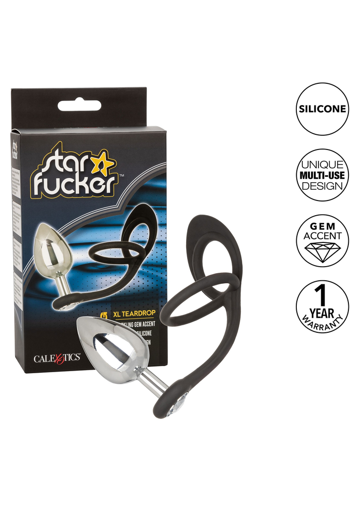 CalExotics Star Fucker XL Teardrop Plug SILVER - 2