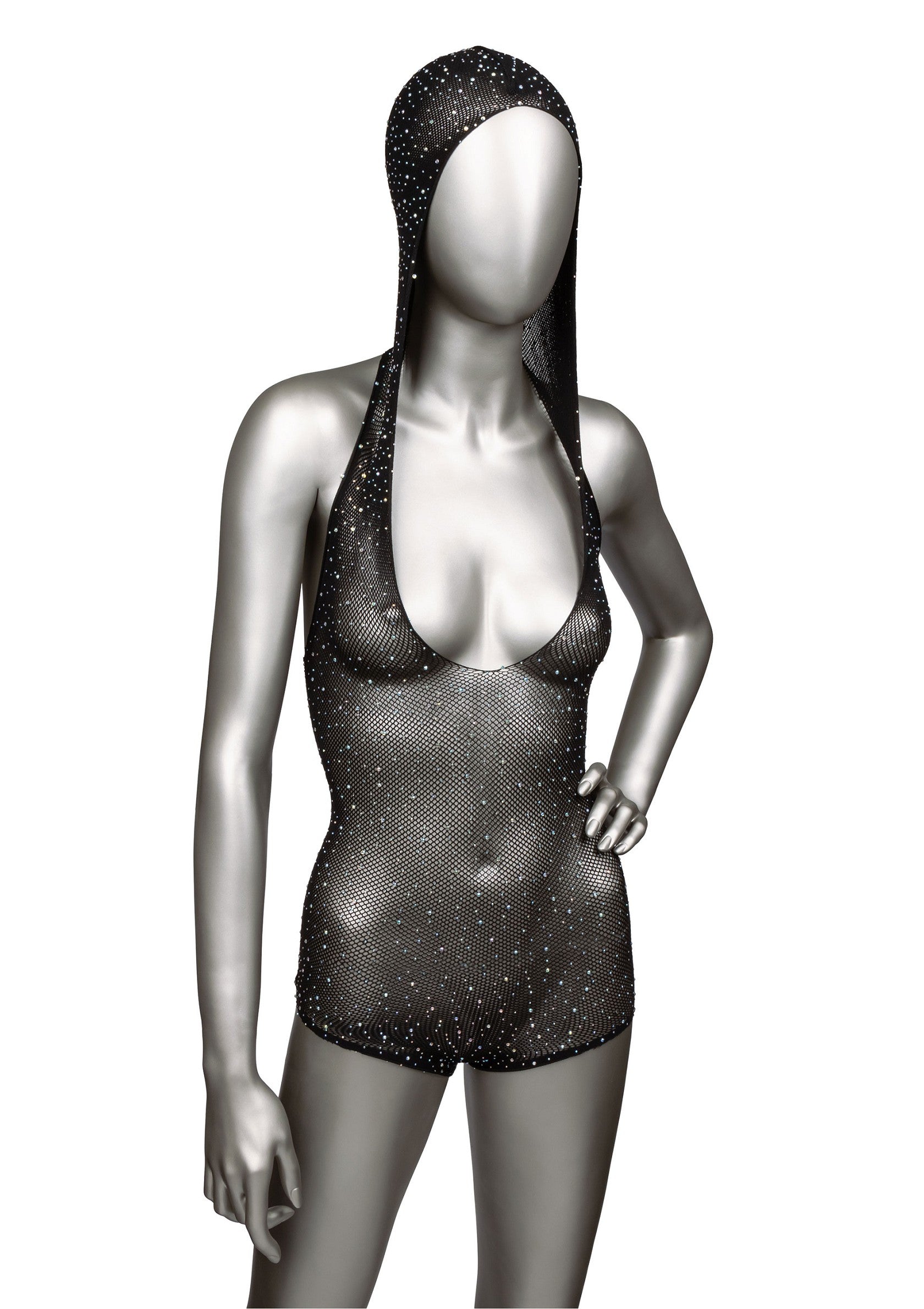 CalExotics Radiance Hooded Deep V Body Suit BLACK O/S - 697