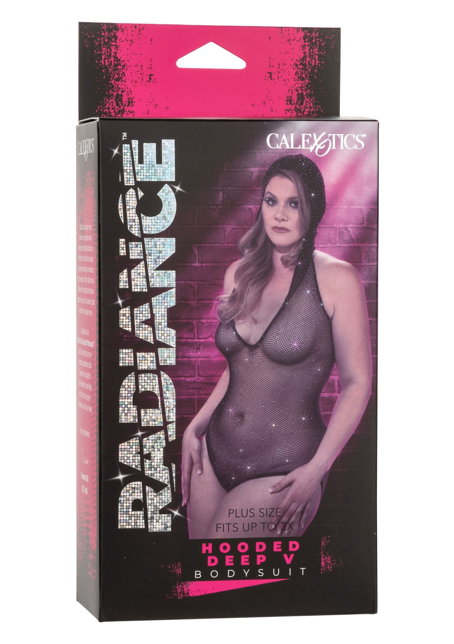 CalExotics Radiance Plus Size Hooded Deep V Body Suit BLACK PLUS - 707