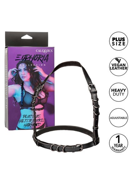 CalExotics Euphoria Collection Plus Size Halter Buckle Harness BLACK - 4