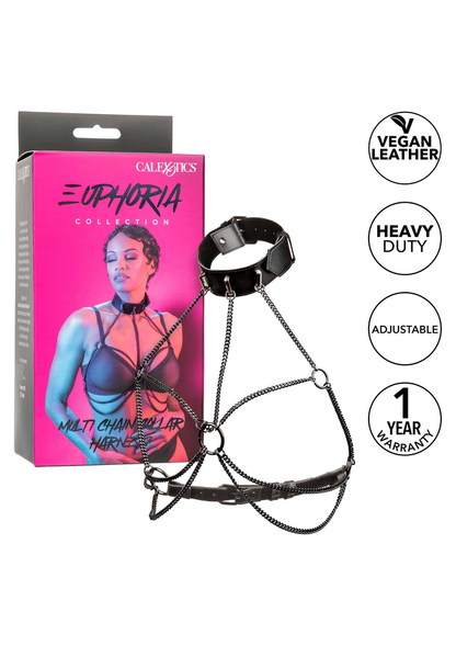 CalExotics Euphoria Collection Multi Chain Collar Harness BLACK - 2