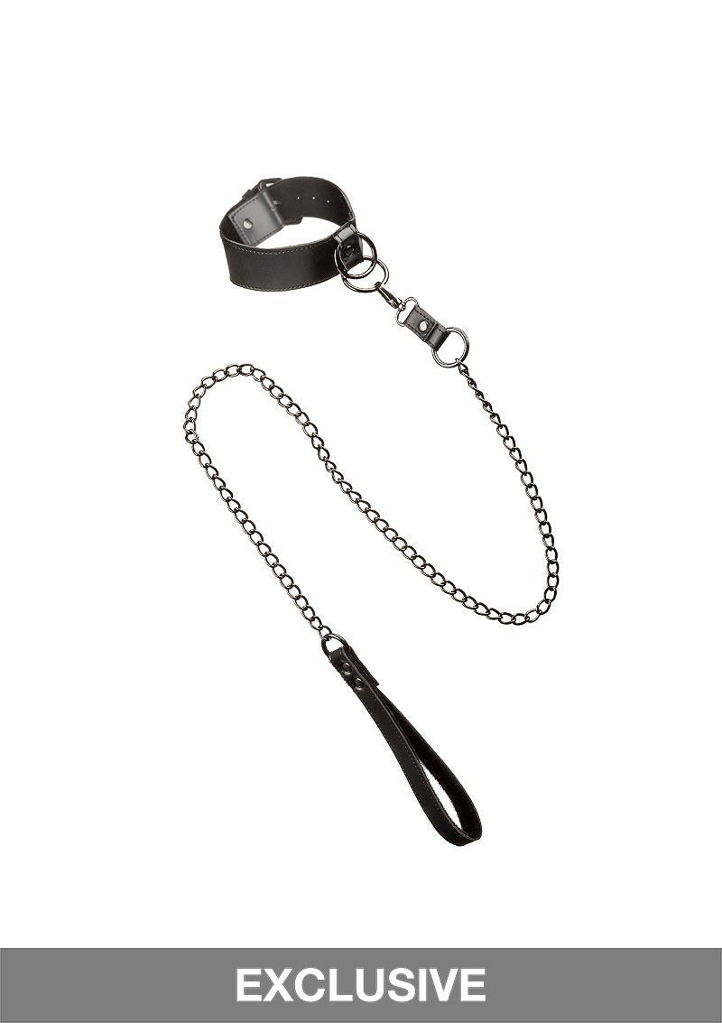 CalExotics Euphoria Collection Collar with Chain Leash BLACK - 6