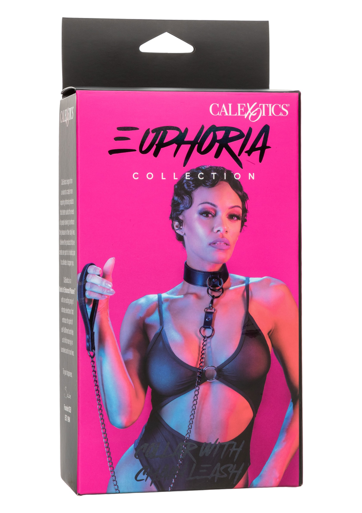 CalExotics Euphoria Collection Collar with Chain Leash BLACK - 824