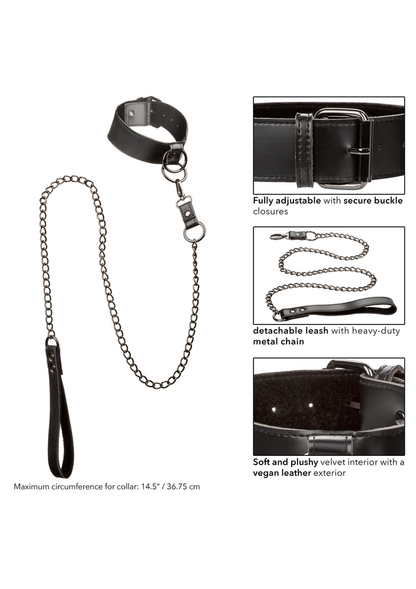 CalExotics Euphoria Collection Collar with Chain Leash BLACK - 827