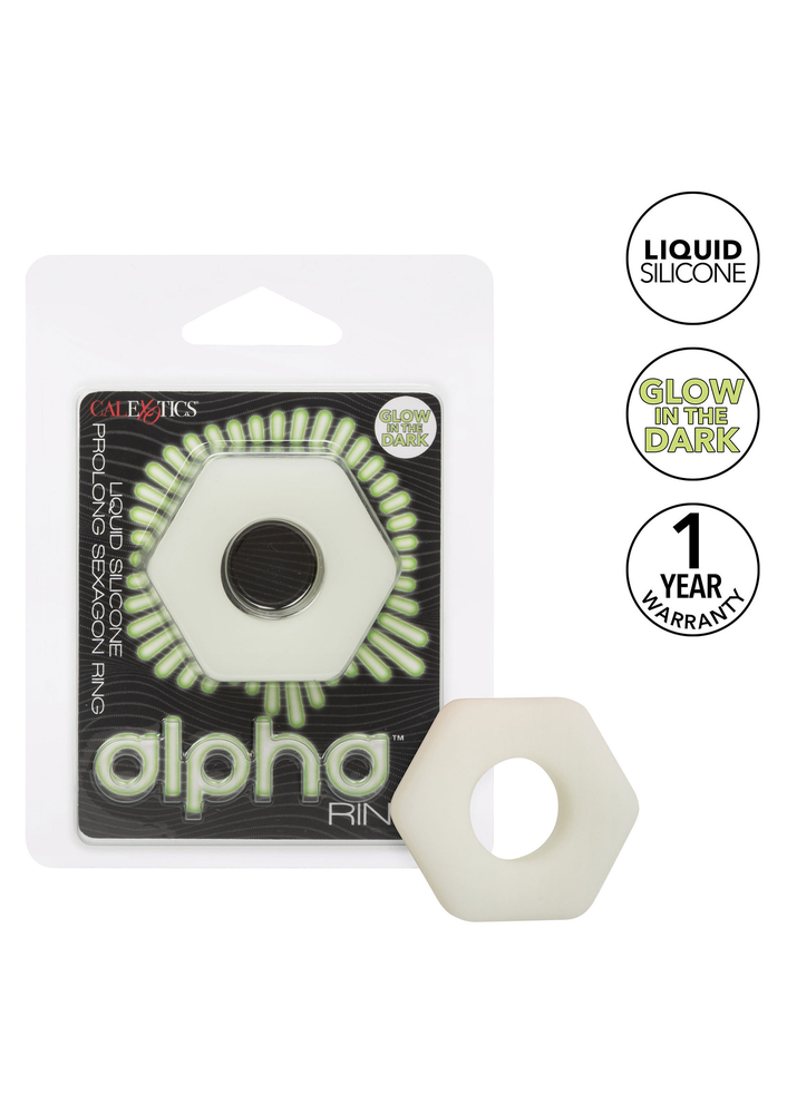 CalExotics Alpha Glow-In-The-Dark Liquid Silicone Prolong Sexagon Ring GLOW - 3