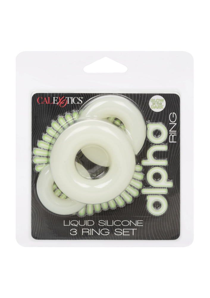 CalExotics Alpha Glow-In-The-Dark Liquid Silicone 3 Ring Set GLOW - 1