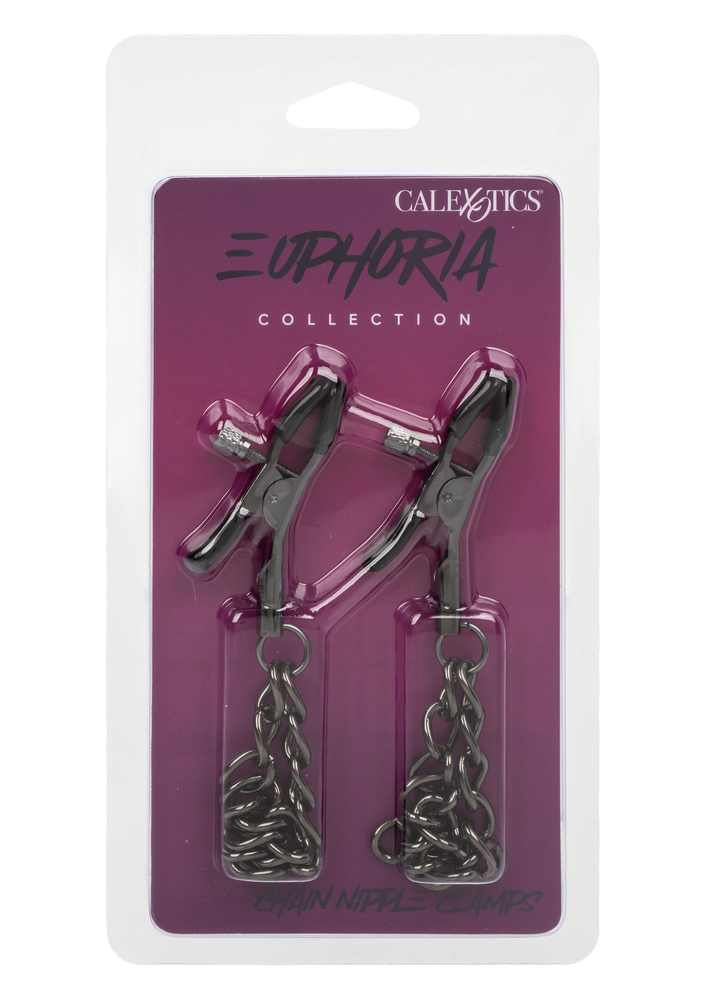 CalExotics Euphoria Collection Chain Nipple Clamps BLACK - 0