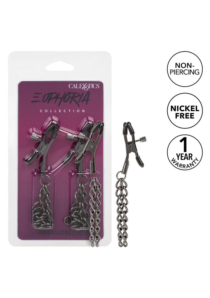 CalExotics Euphoria Collection Chain Nipple Clamps BLACK - 3