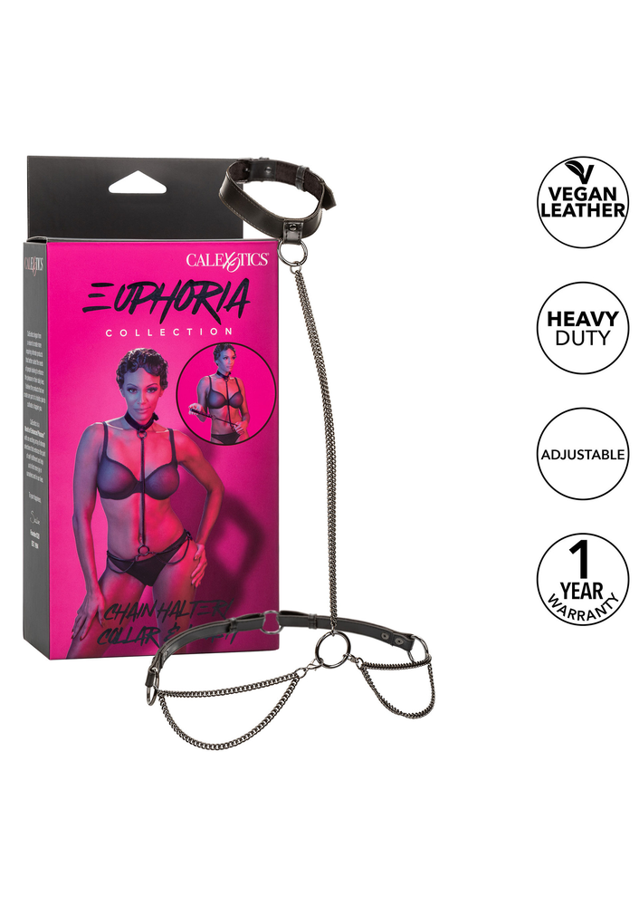 CalExotics Euphoria Collection Chain Halter/Collar & Leash BLACK - 4