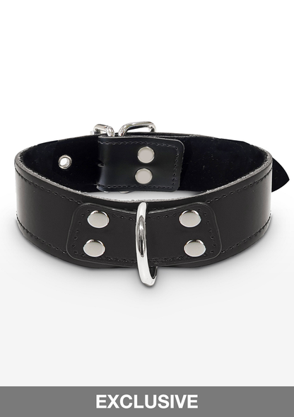 Taboom Bondage Essentials Elegant D-Ring Collar BLACK - 0