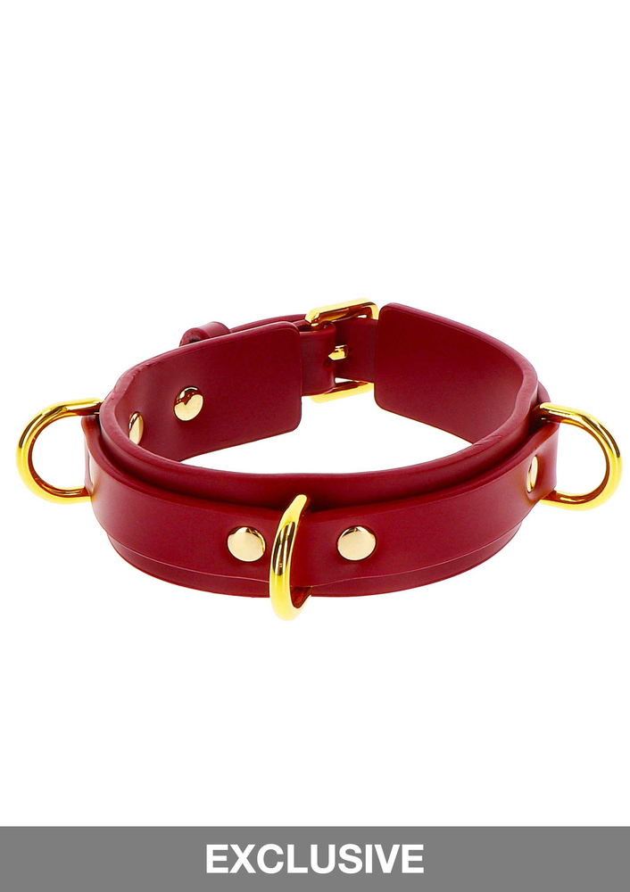 Taboom Bondage in Luxury D-Ring Collar Deluxe RED - 2