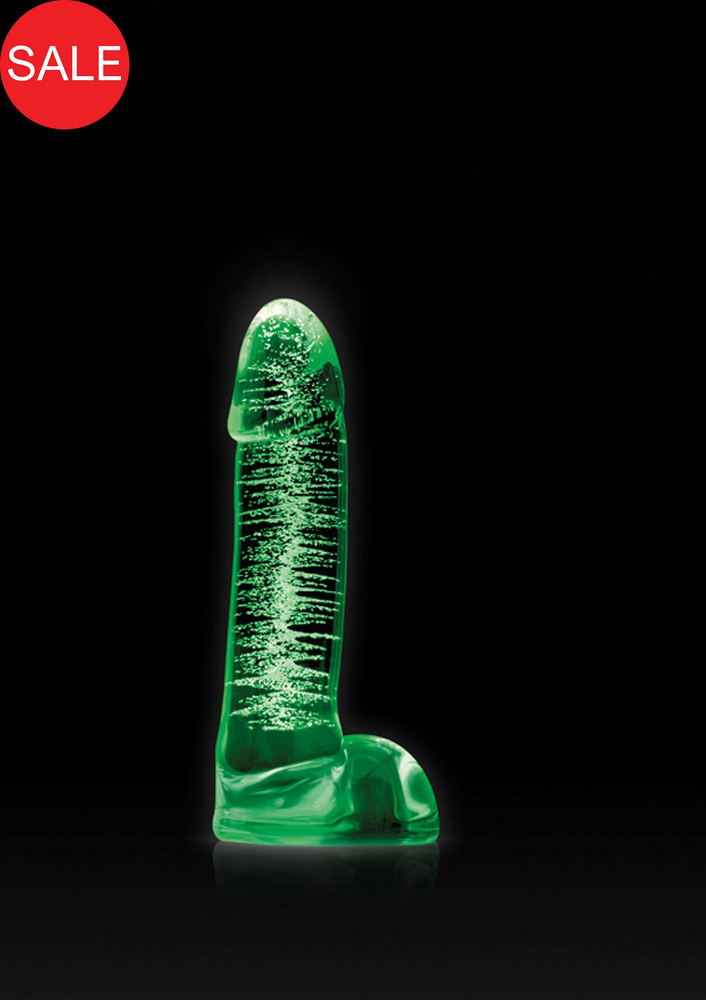 NS Novelties Firefly Glass Smooth Ballsey 4' Dildo GLOW - 2