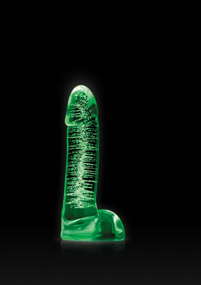 NS Novelties Firefly Glass Smooth Ballsey 4' Dildo GLOW - 0