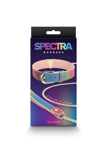 NS Novelties Spectra Bondage Collar & Leash RAINBOW - 0