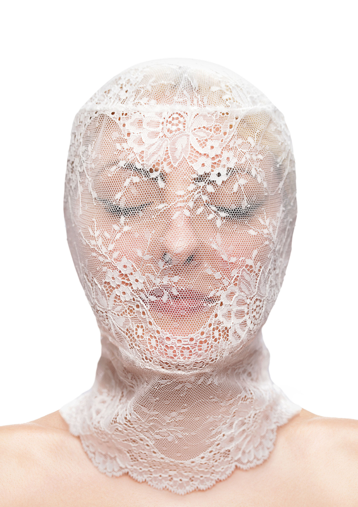 NS Novelties Fetish & Fashion Lace Hood WHITE - 1