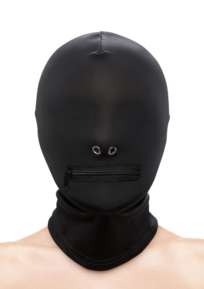 NS Novelties Fetish & Fashion Zippered Mouth Hood BLACK - 0