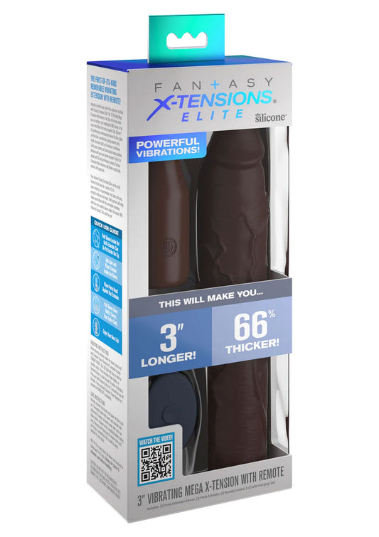 Pipedream Fantasy X-Tensions - Elite 3' Vibrating Mega X-tension with Remote - Brown - Bruine huidskleur