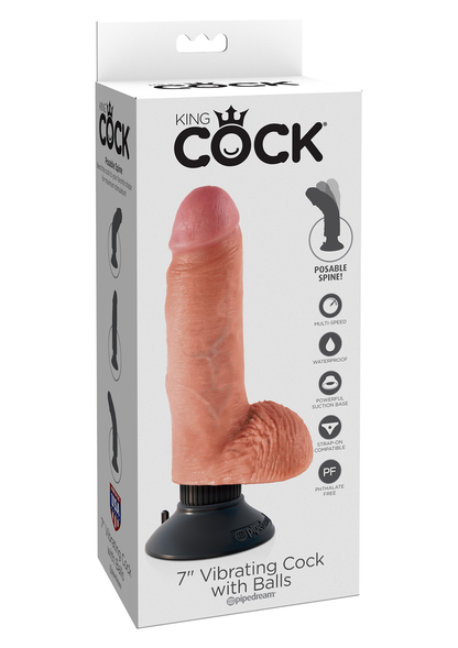 Pipedream King Cock Vibrating Cock with Balls 7' SKIN - 3