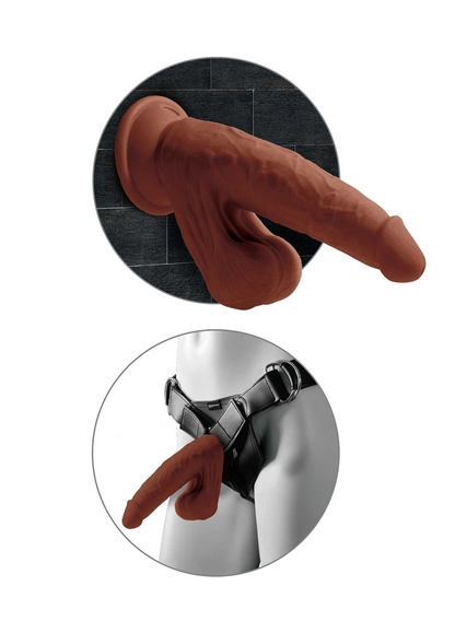 Pipedream King Cock 3D Cock Swinging Balls 8' BROWN - 1