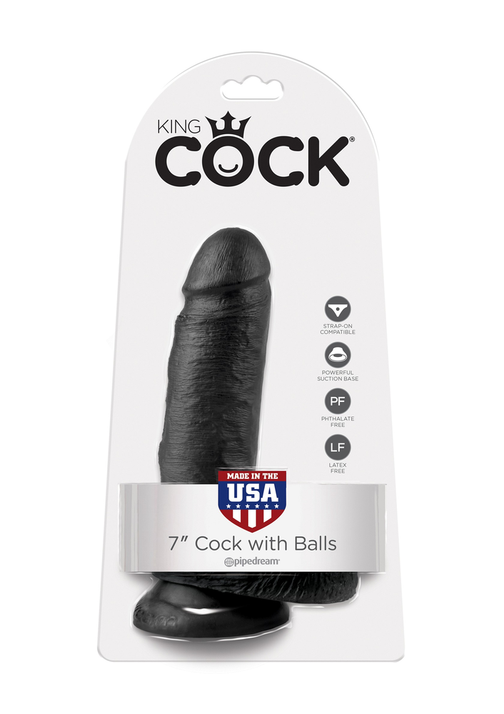 Pipedream King Cock 7' With Balls BLACK - 4